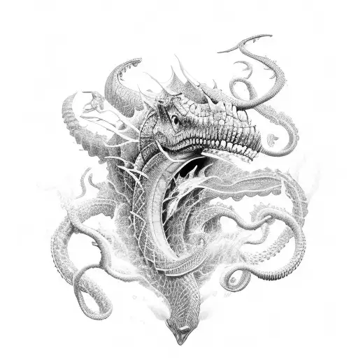 An Intricate Sea Serpent Wrapping Around A Nord Warrior In Battle