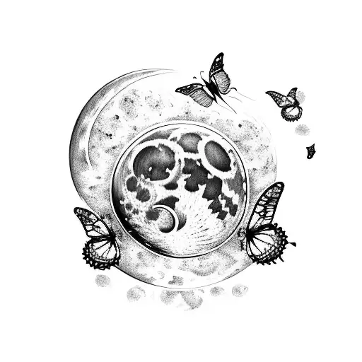 Cresent Moon With Butterflies