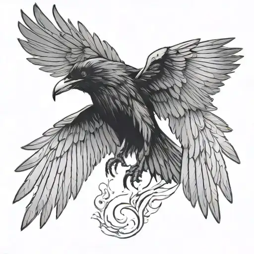Raven With Spread Wings