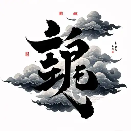 Clouds And Chinese Letters