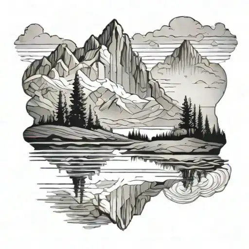 Fields Reflecting In Water Under Mountains