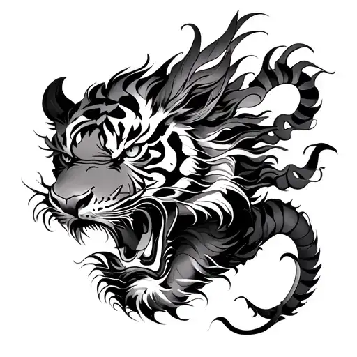 Chinese Dragon Separate From Tiger On Forearm