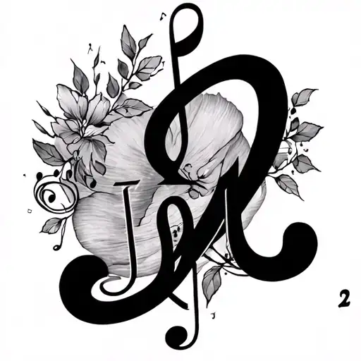 Draw Me A Tattoos With A Music Notes With The Initial Jc And A Small Letter 2