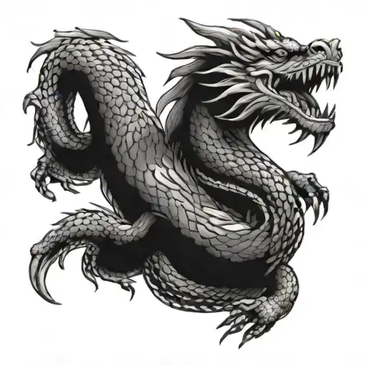A Japanese Dragon With Phyton Patterns Incorporated
