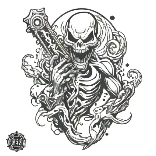 Venom And Joker Card Bio Mechanical Arm Holding