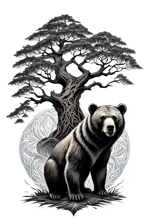 Celtic Trees With Bear In Middle