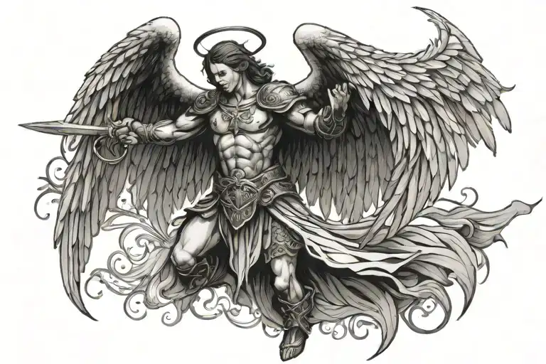 Warrior Angel With Wings Outstretched