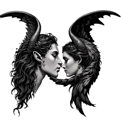 Devil And Angel Whispering In Ear