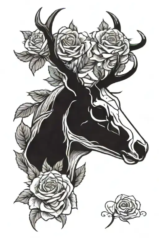 Deer Skull And Roses