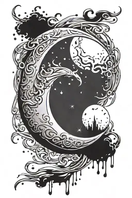 Crescent Moon Surrounded By Blood