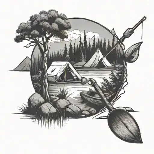 Campsite Scene Fishing