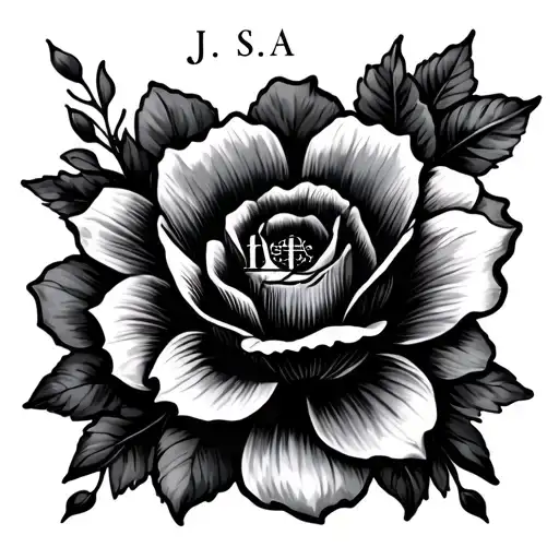 Love Tattoo With Initials J S A Flower
