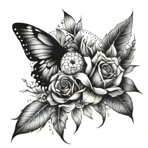 Dream Catcher And Lilies And Rose And Butterfly