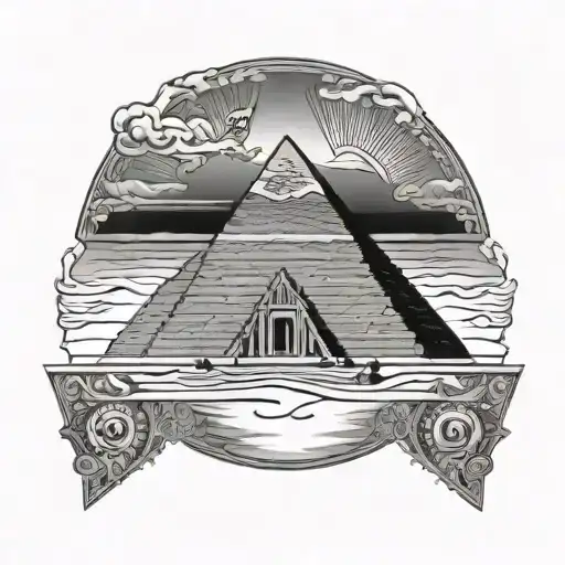 Egypt Map Pyramid Sun