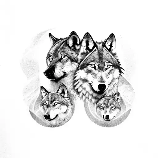 Two Wolf And A Sword In The Middle Of Them