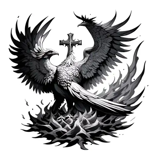 Cross Phoenix Rising From The Ashes