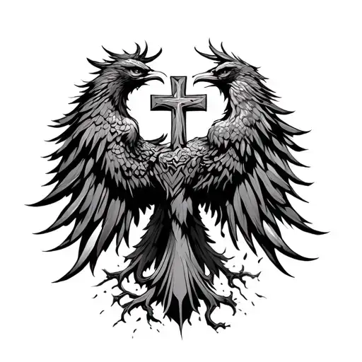Cross Phoenix Rising From The Ashes Symbolizing Overcoming