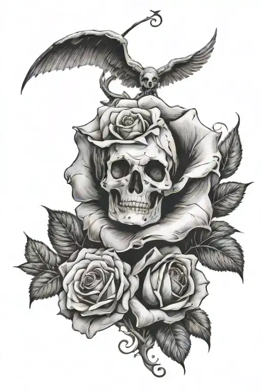 Rose With The Goddess Of Death