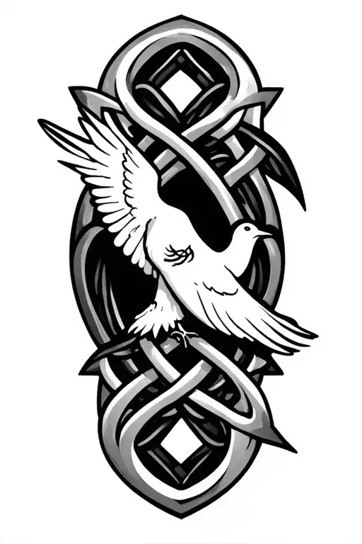 Celtic Trinity Knot And A Dove