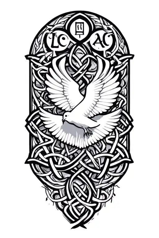 Gemini Zodiac Background With The Celtic Symbol Of Love And A Dove In The Front