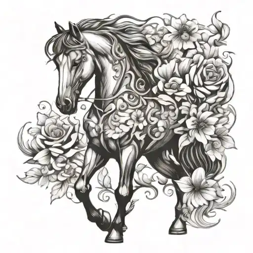 Horse And Flowers
