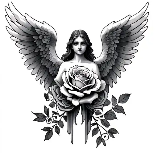 Roses Angel Wings Holding