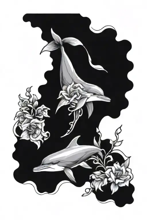 Dolphin And Flower Sea