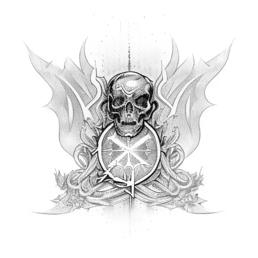 Gothic Tramp Stamp With The Word 'Iwan' In The Centre