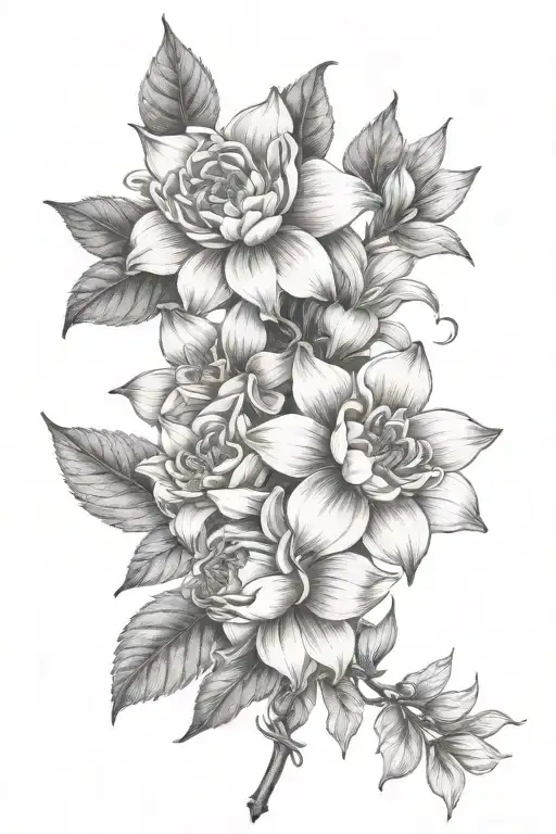 Gardenias Dahlias Sunflower Daffodil Orchid Vine Wrapping