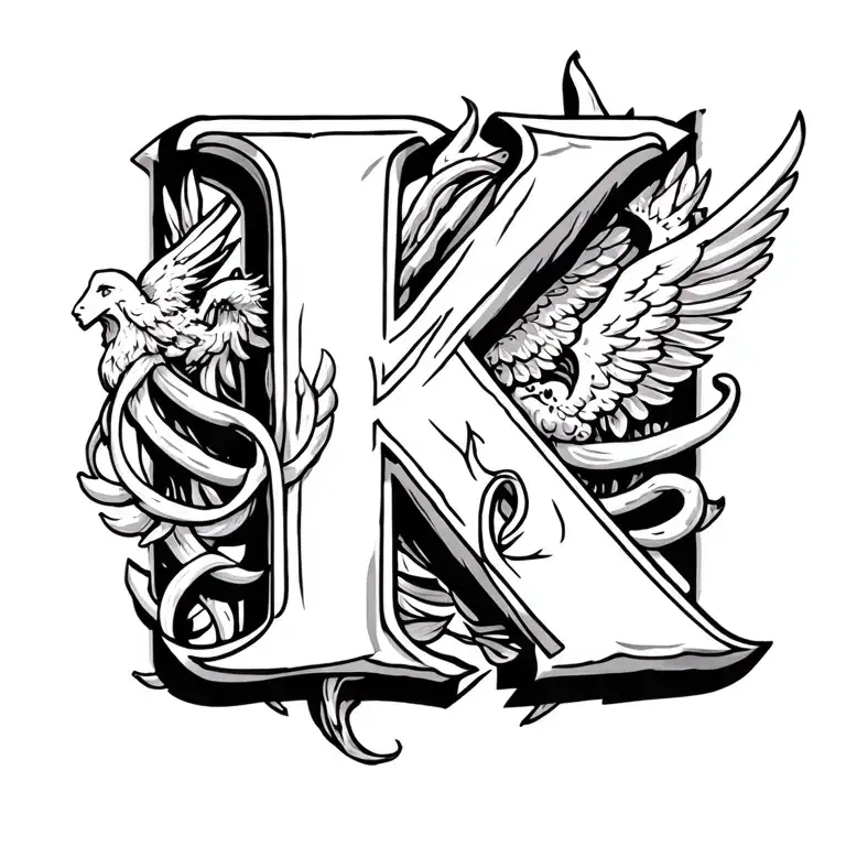 4 Letters K With An Oreole And Angel Bind To The Last