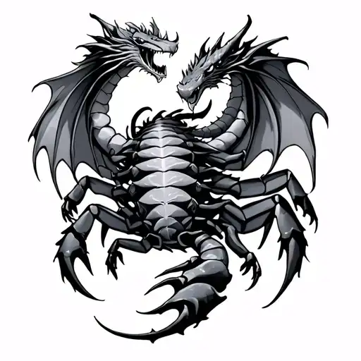 Dragon Circling Scorpion Made Entirely
