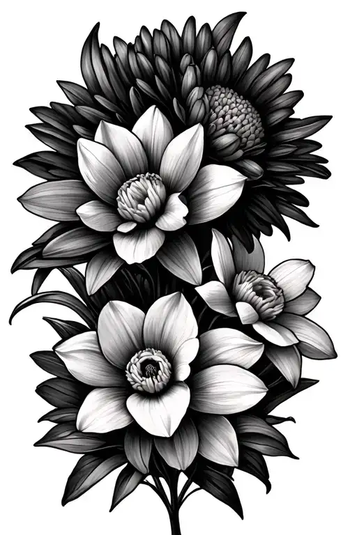 Daffodil And Chrysanthemum Bouquet