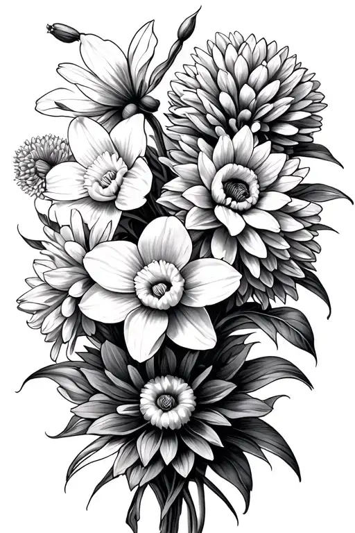 Daffodil And Chrysanthemum Bouquet