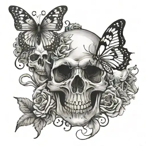 Butterfly And Skull Hands