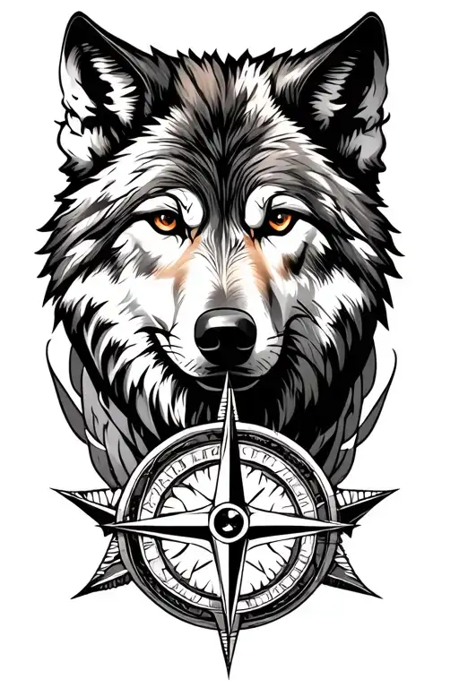 Wolf And Compass Design
