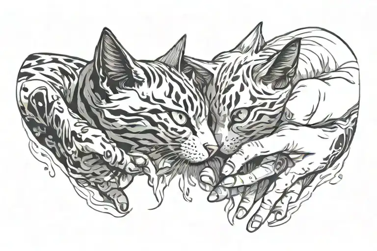 Kyo And Torhu Hands Holding And Kyos Cat Form Crying Anime