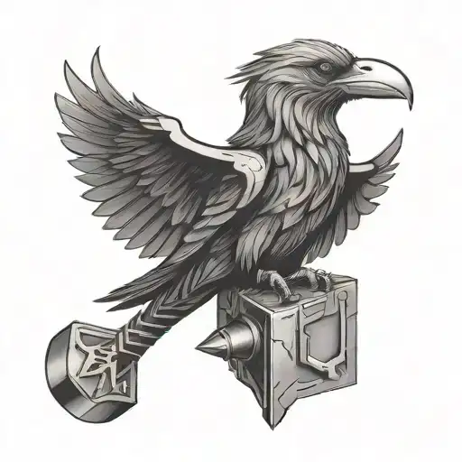 Mjolnir And Flying Raven