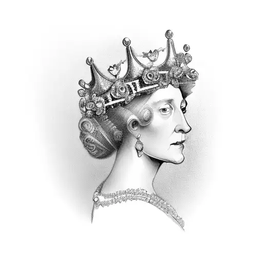 An Elegant Portrait Of Elizabeth I With A Rose Crown