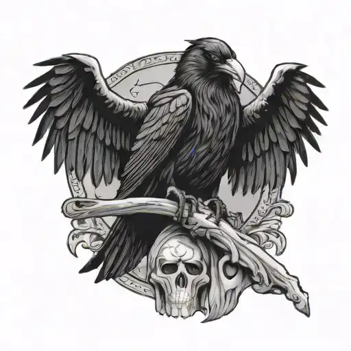 Raven Perched On Grim Reaper