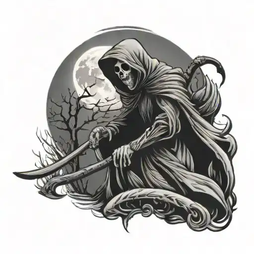 Grim Reaper In Moonlight