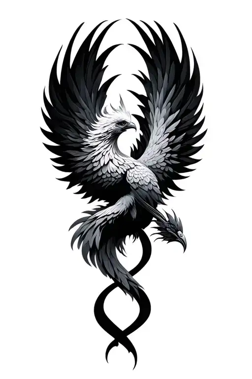 Minimalist Phoenix Tattoo With Double Helix Background