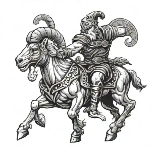 Ares God Of War Riding A Ram Animal