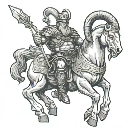 Ares God Of War Riding A Ram Animal