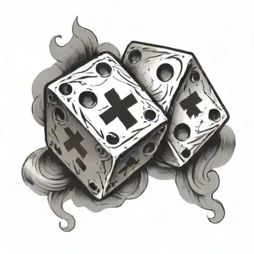 Two Dice With A Cross