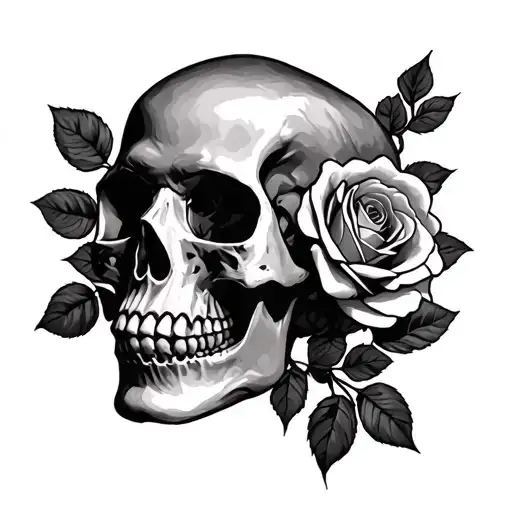 Rose Inside Skull