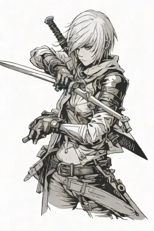 Nier Replicant Main Character Holding A Sword Piercing