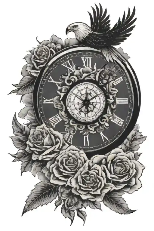 Black Clouds Clock Roses Eagle Cloud Background