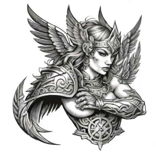 Valkyrie With Symbols On Her Hands