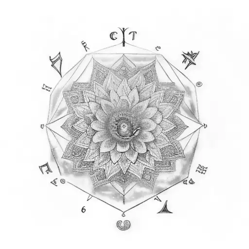 A Tattoo Design Combining A Capricorn Symbol With A Gerbera And Roman Numerals For 1967