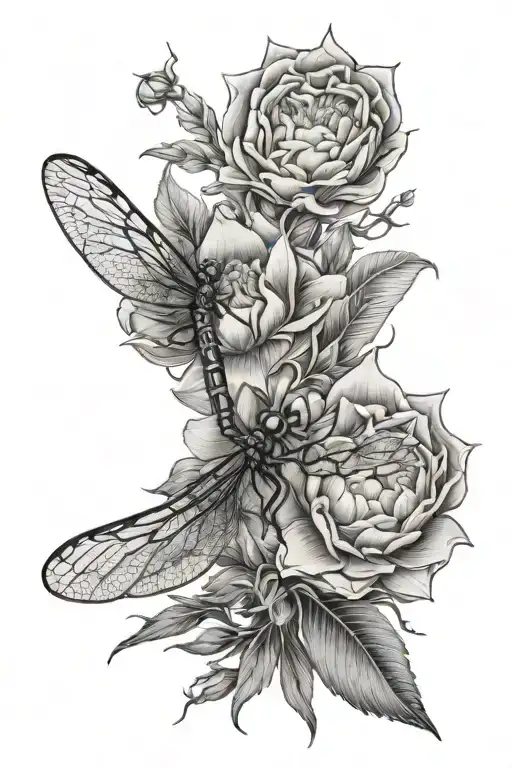 Dragonfly Scorpio Moon Flower Blooming